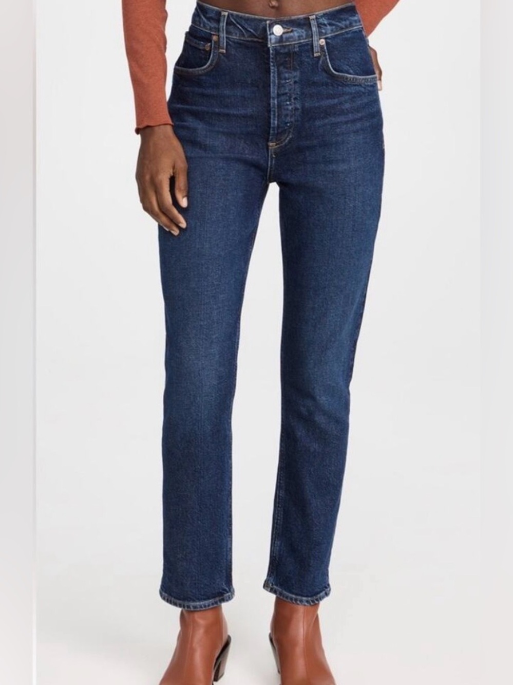 AGOLDE Riley Long High Rise Straight Leg Jeans Size 31x 27 Organic Cotton